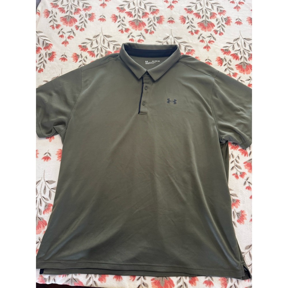 Under Armour Mens 4XL Polo Shirt Olive Green Loose Fit Short Sleeve Golf Tee